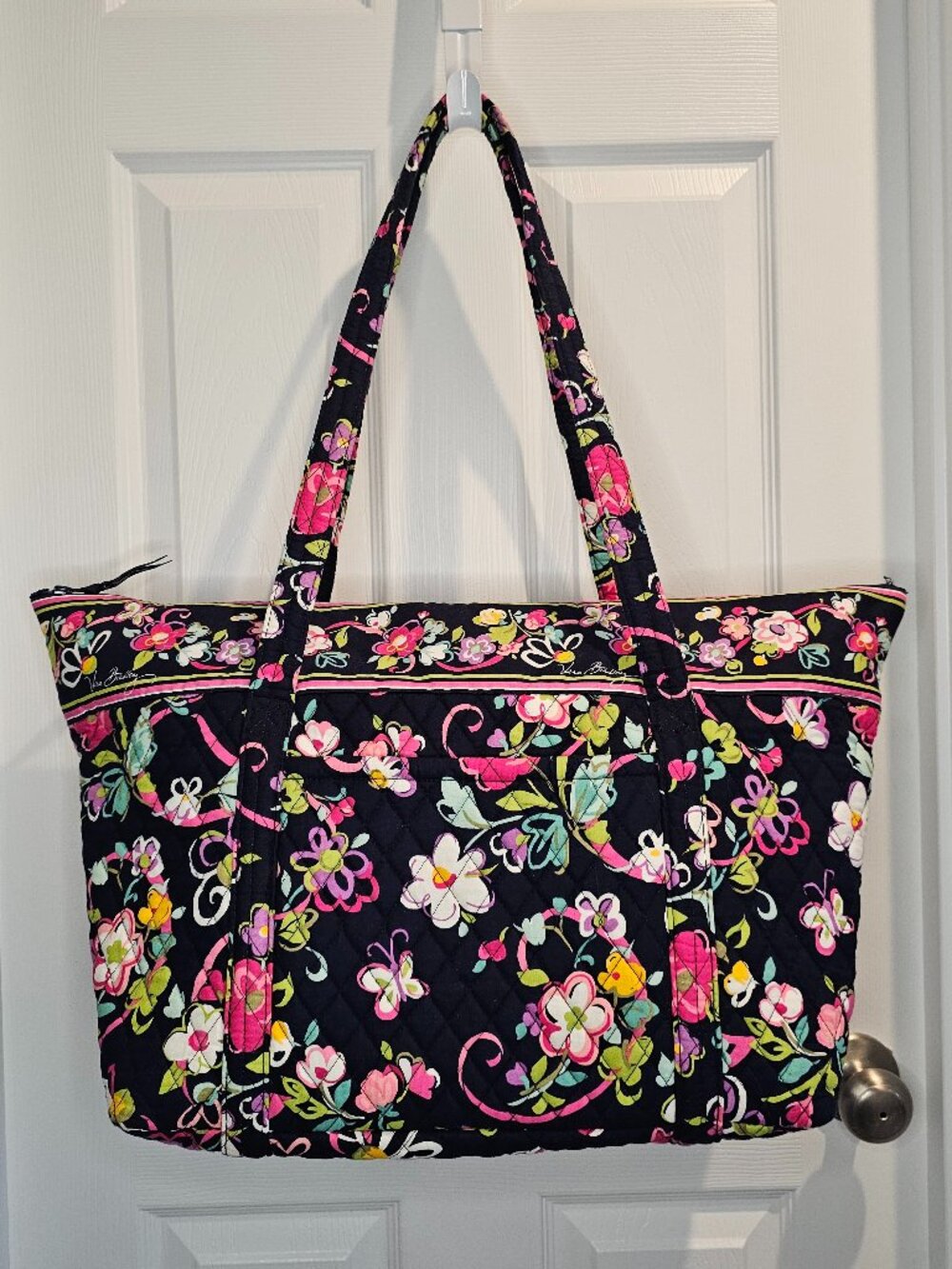 NWOT Vera Bradley Miller Tote Bag Original Ribbons XL Shoulder Breast Cancer